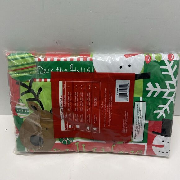 Best Value Flannel Backed Tablecloth 52 x 90 Oblong Christmas Design 2008 - Picture 5 of 5